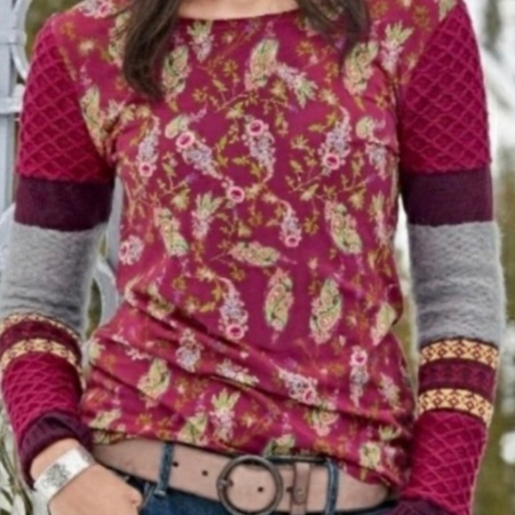 Sundance Burgundy Paisley Crew Neck Sweater - Picture 5 of 8